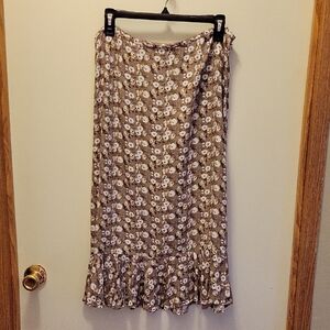 Christopher & Banks Floral Tan Maxi Skirt